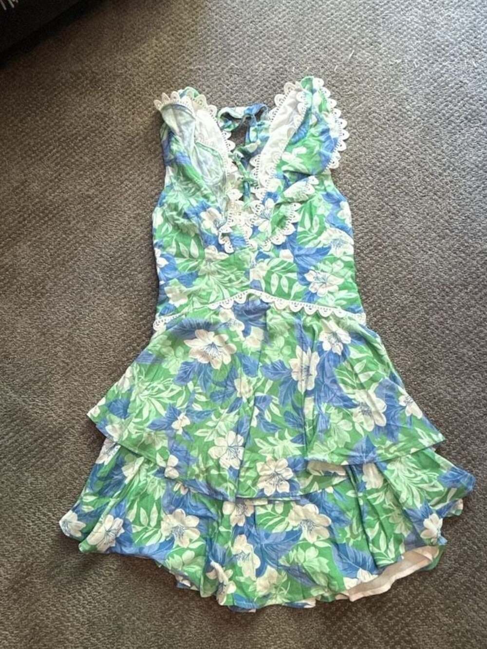 Selfie Leslie Charade Ruffle Shoulder Corset Back Floral Mini Dress